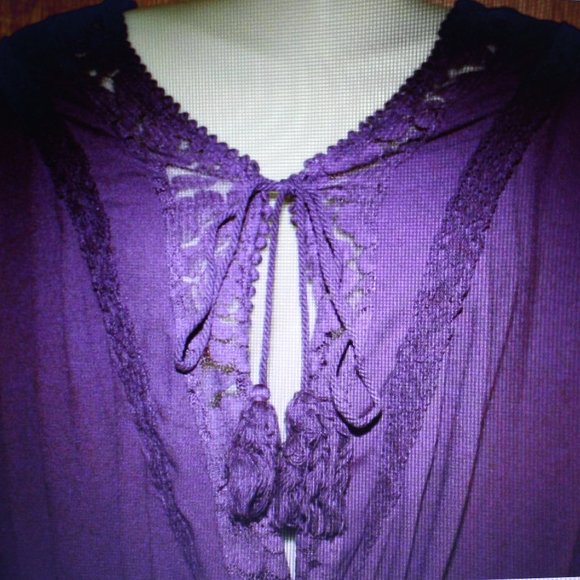 Xhilaration Women's Purple Top Lace trim & Inset Sz XXL - Picture 2 of 6